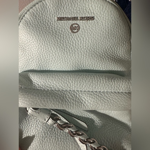 Michael Kors Slater XS Convertible Backpack Baby Blue Silver Mini Chain School - Picture 6 of 11
